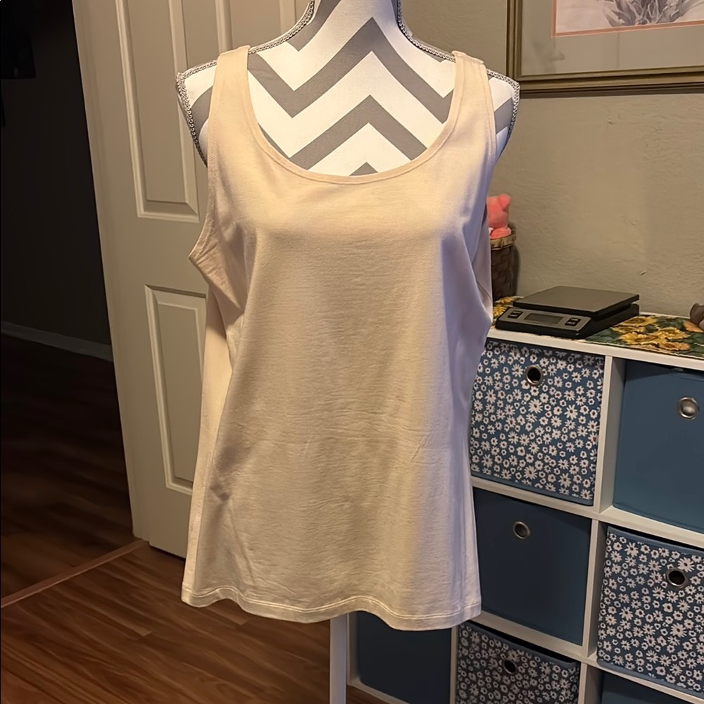 Investments Cream Sleeveless Relaxed Tank Top
